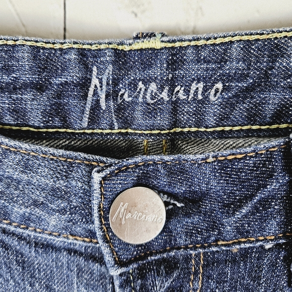 MARCIANO | embellished pocket distressed bootcut mid rise jeans - Picture 7 of 9